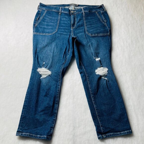 Torrid Denim - Torrid Womens Denim Blue Distressed Perfect Boyfriend Ankle Jeans Sz 20R